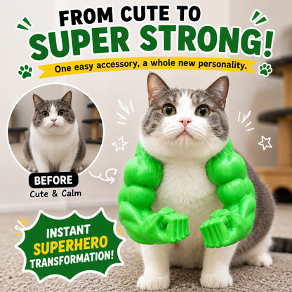 💪 Funny Pet Muscle Arm Costume | 🐱 Cat Superhero Cosplay Accessory