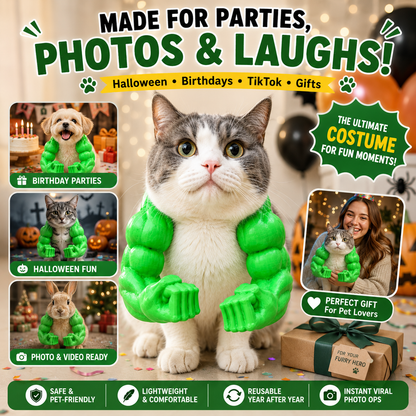 💪 Funny Pet Muscle Arm Costume | 🐱 Cat Superhero Cosplay Accessory