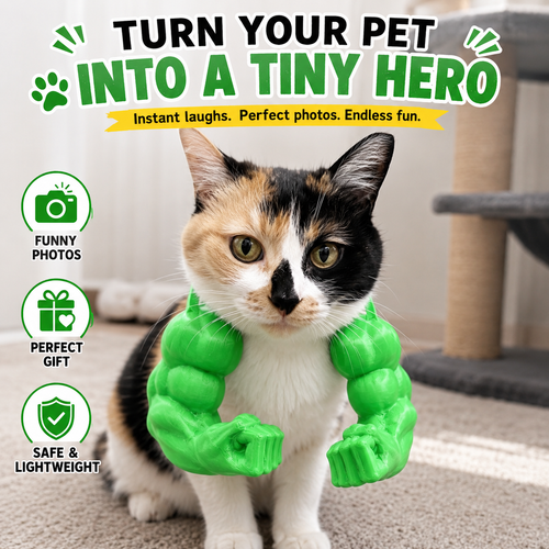 💪 Funny Pet Muscle Arm Costume | 🐱 Cat Superhero Cosplay Accessory