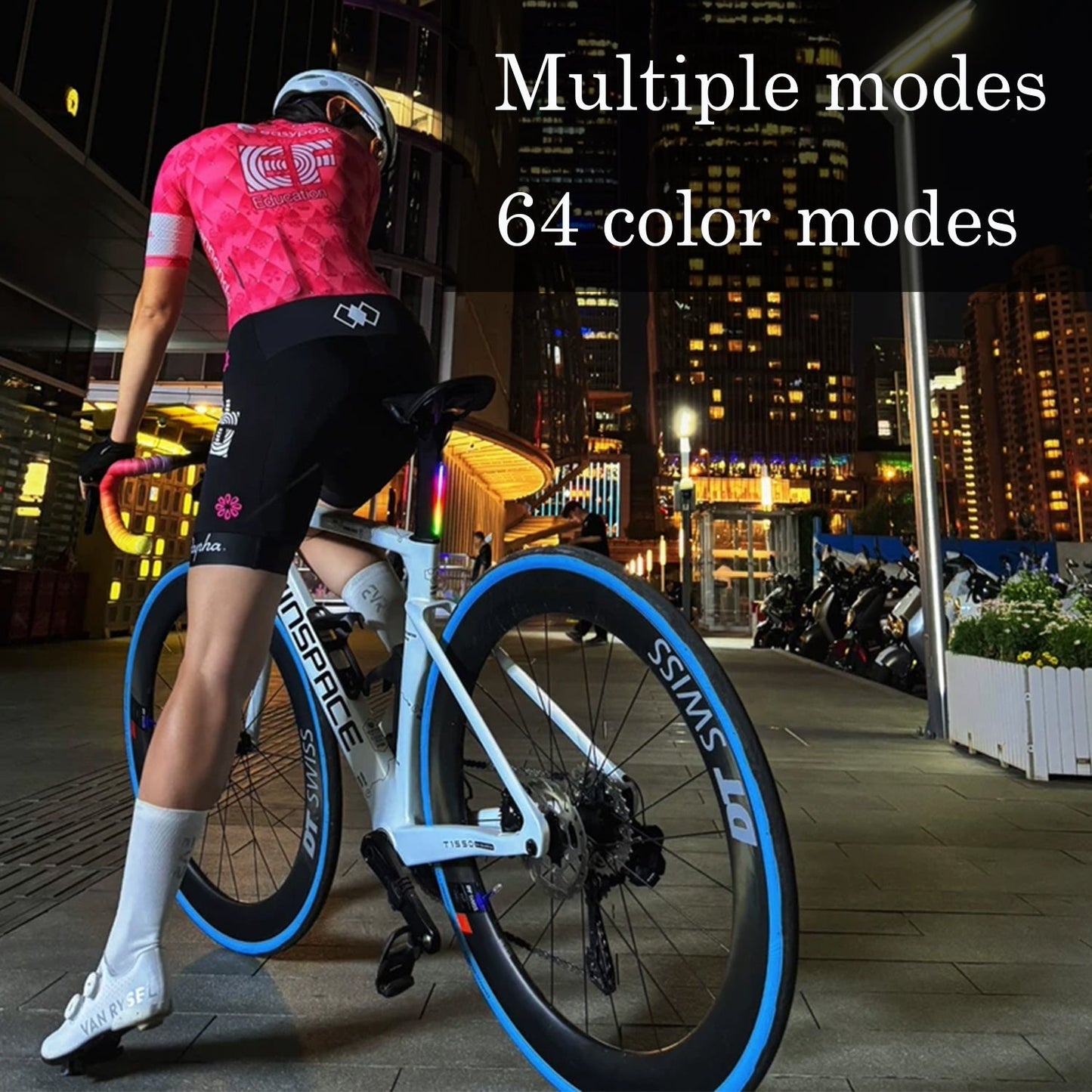 🚴 RGB Flowing Tail Light for Bikes – Colorful Night Riding Safety Light 🌙⚡