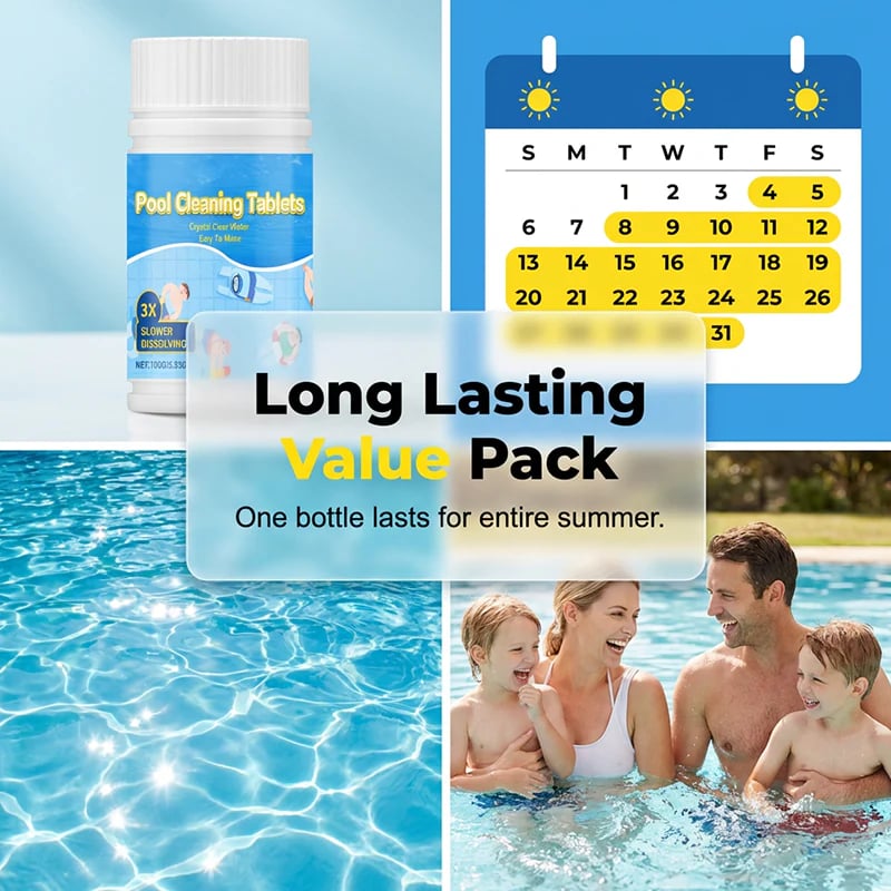 🔥HOT SALE 49% OFF🏊‍♂️Pool Cleaning Tablets for Crystal Clear Water 💦