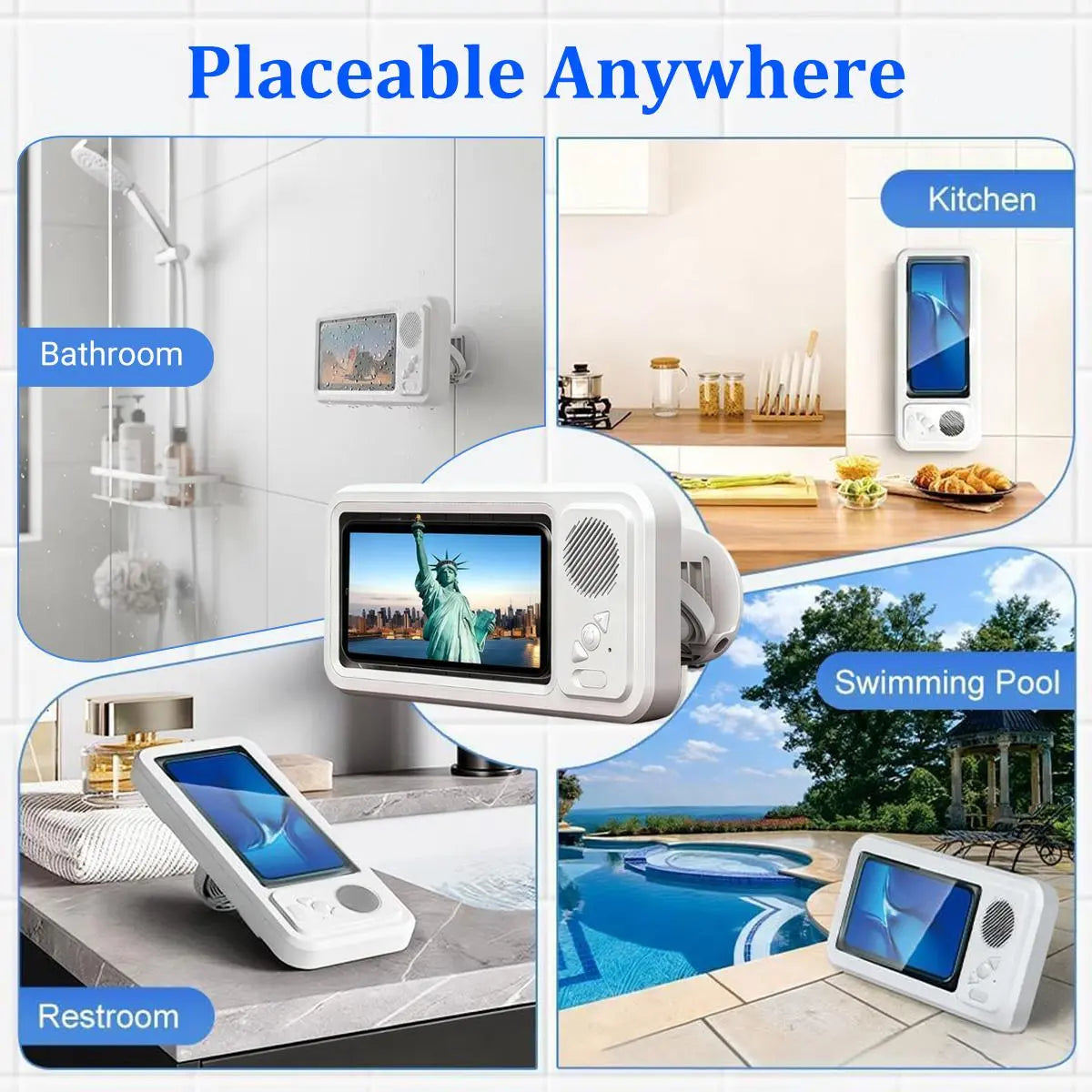 🔥HOT SALE 49% OFF 🔥Waterproof Bluetooth speaker phone case – wall-mounted phone holder, suitable for any mobile phone