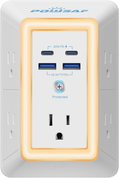 🔥HOT SALE 49% OFF 🔥POWSAF – Multi-function surge-protected power strip, 5-socket extension lead