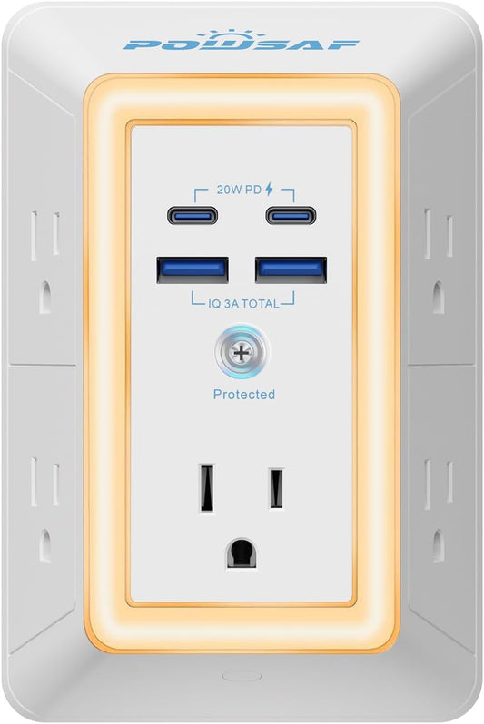 🔥HOT SALE 49% OFF 🔥POWSAF – Multi-function surge-protected power strip, 5-socket extension lead