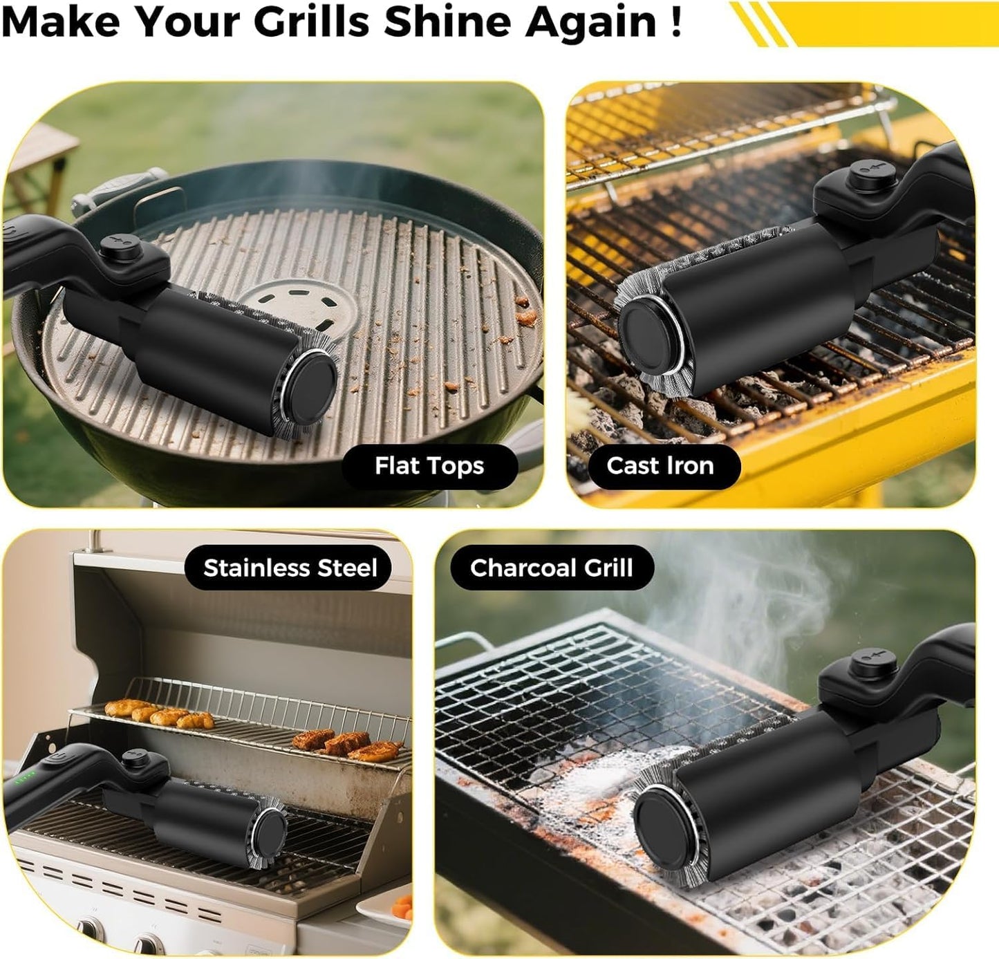 🔥HOT SALE 49% off🔥Upgraded Electric Grill Brush – Wireless Charging Grill Cleaning Brush