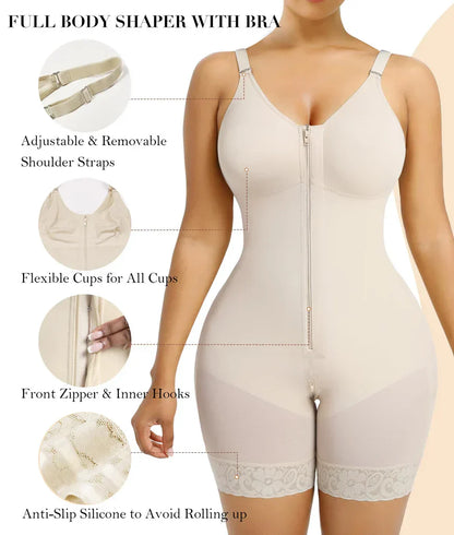 🔥LAST DAY SALE 40% OFF-🔥Shapewear for Women Tummy Control Butt Lifter Body Shaper with Zipper Crotch