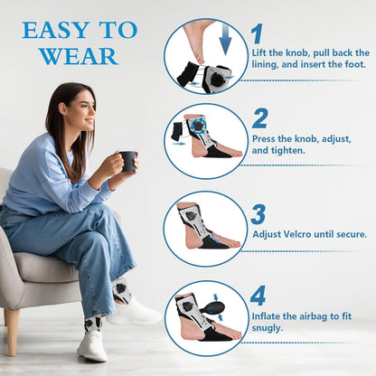 🔥HOT SALE 49% OFF 🔥 Drop Foot Brace Orthosis Foot Up Ankle Foot Orthosis Support with Inflatable Airbag for Sprains, Tendonitis, Sprained Ankle, Foot Training Equipment