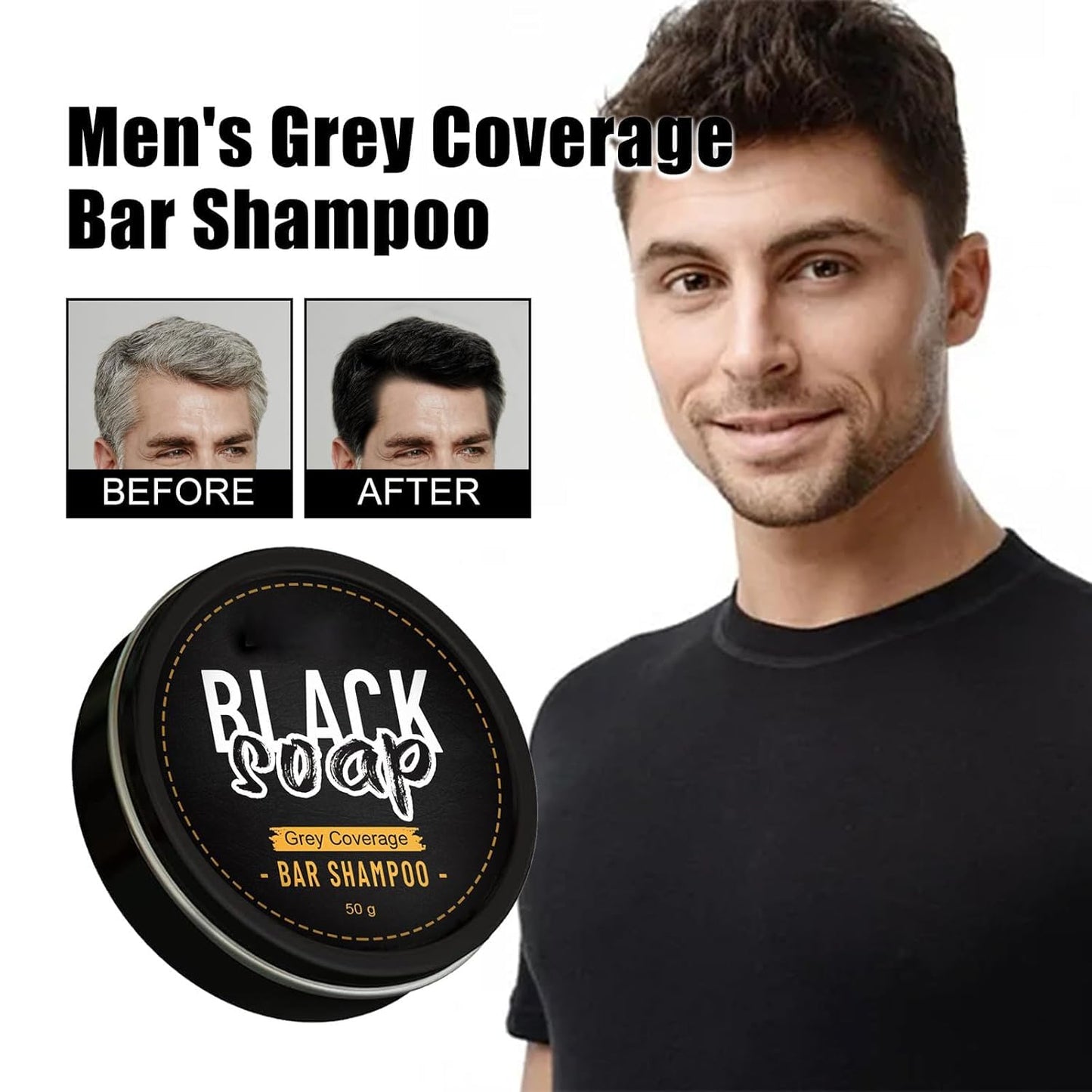 Premium Black Soap Bar Shampoo for Hair & Beard