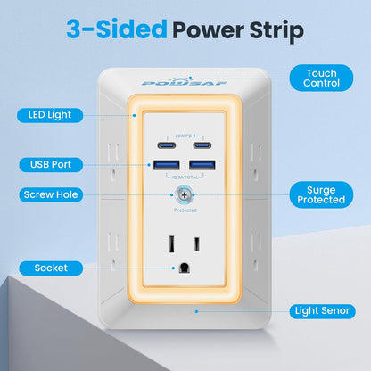 🔥HOT SALE 49% OFF 🔥POWSAF – Multi-function surge-protected power strip, 5-socket extension lead