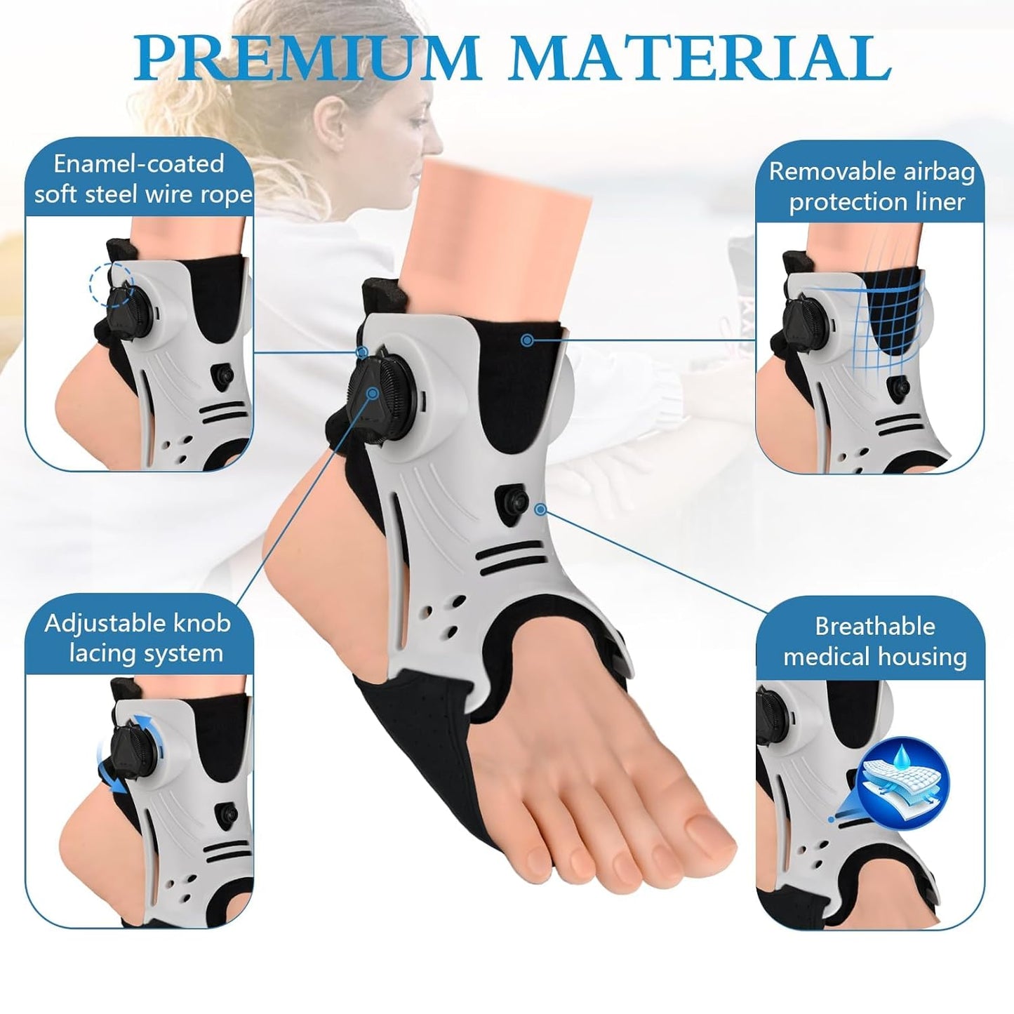🔥HOT SALE 49% OFF 🔥 Drop Foot Brace Orthosis Foot Up Ankle Foot Orthosis Support with Inflatable Airbag for Sprains, Tendonitis, Sprained Ankle, Foot Training Equipment