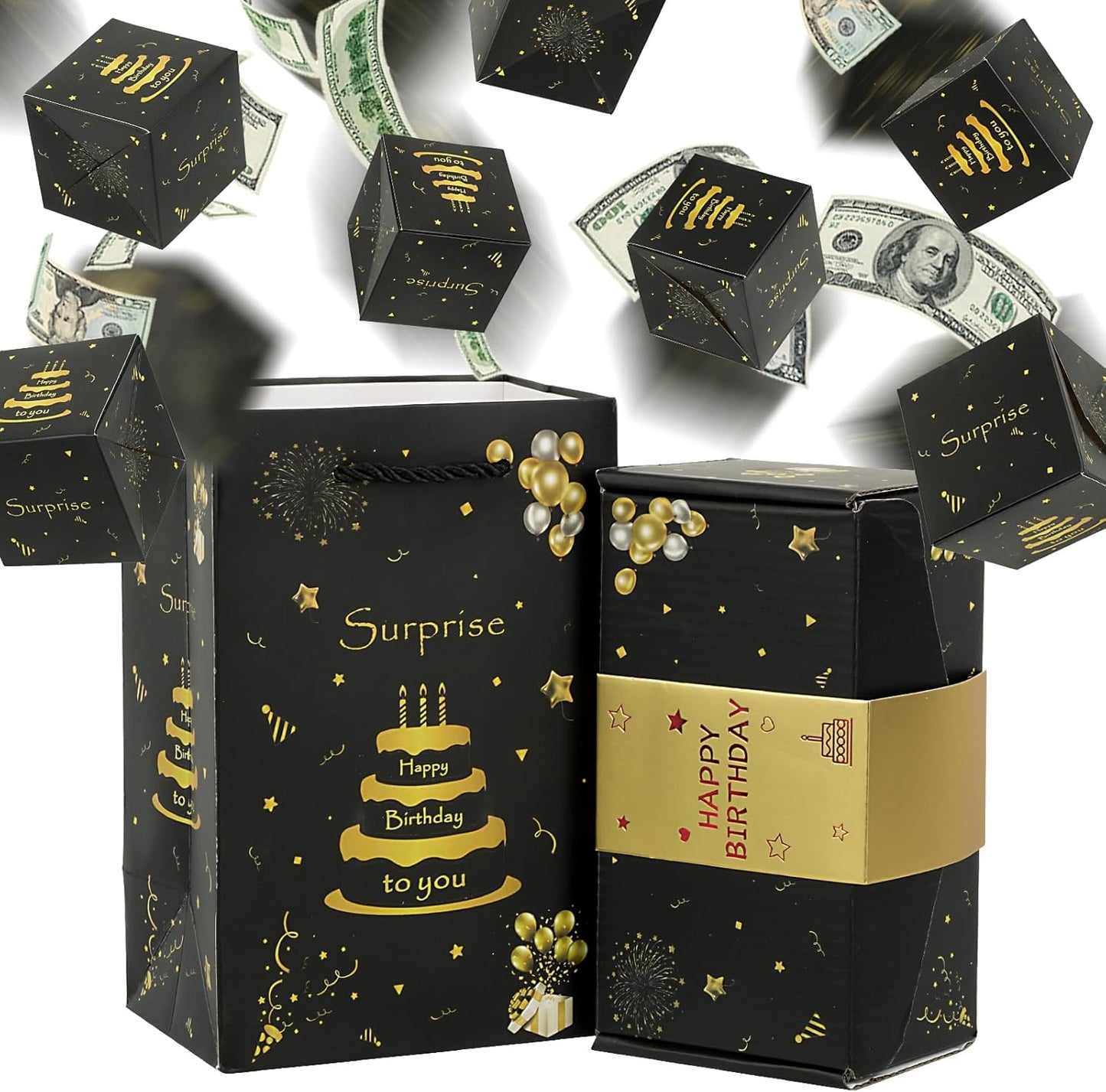 Birthday Surprise Money Explosion Box, Folding Pop up Money Gift Box