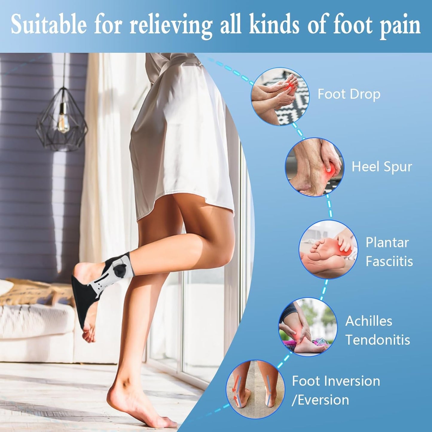🔥HOT SALE 49% OFF 🔥 Drop Foot Brace Orthosis Foot Up Ankle Foot Orthosis Support with Inflatable Airbag for Sprains, Tendonitis, Sprained Ankle, Foot Training Equipment