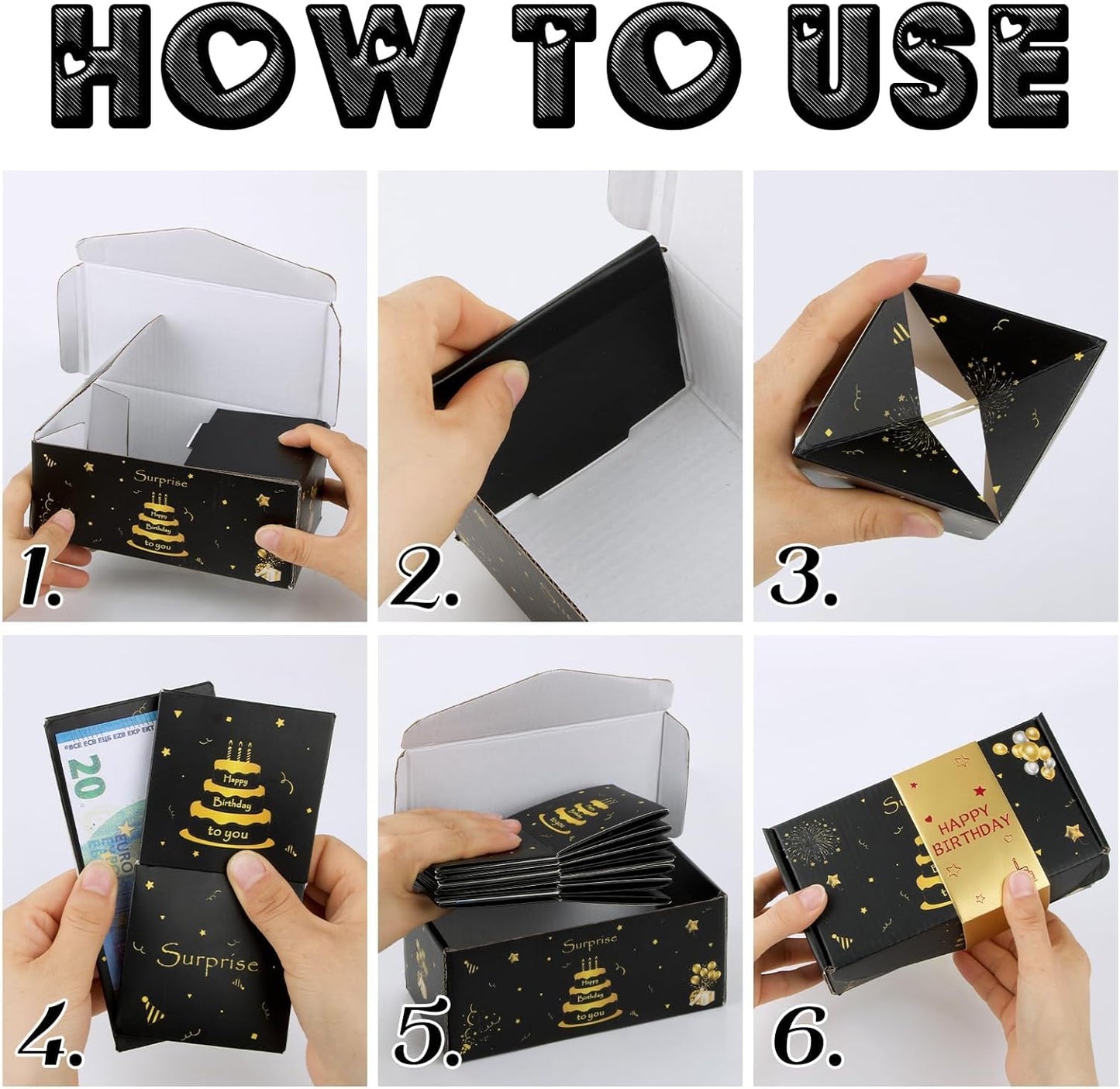 Birthday Surprise Money Explosion Box, Folding Pop up Money Gift Box