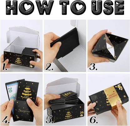 Birthday Surprise Money Explosion Box, Folding Pop up Money Gift Box