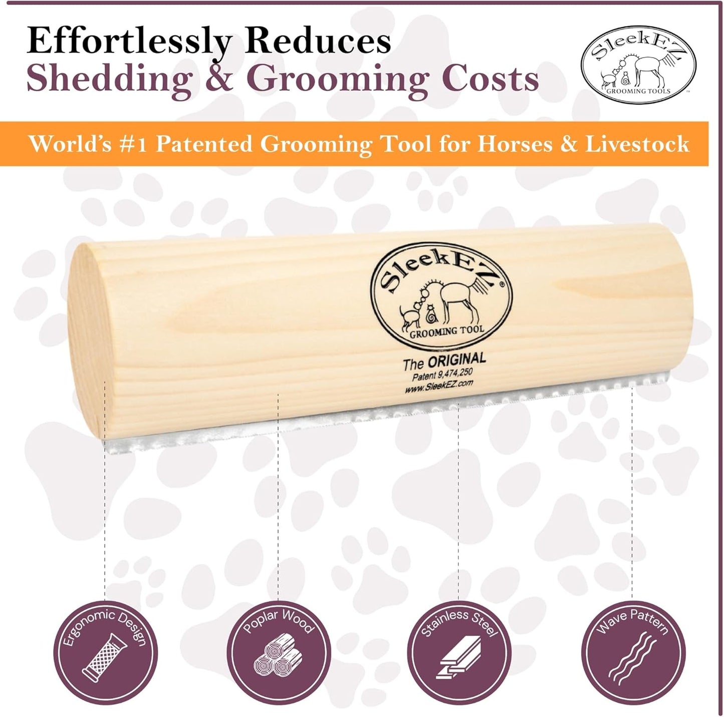 Original Deshedding Grooming Tool for Dogs, Cats & Horses  - Painlessly Remove 95% of Loose, USA Made