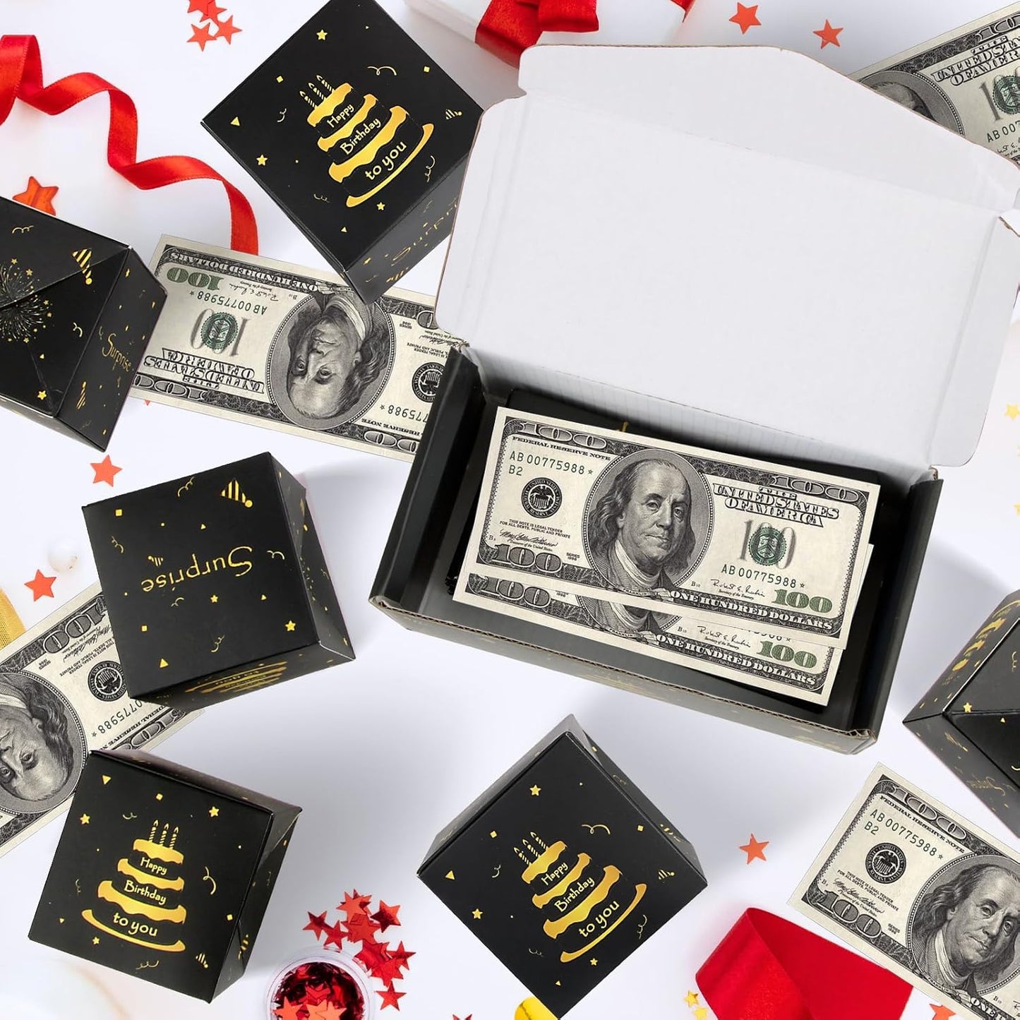Birthday Surprise Money Explosion Box, Folding Pop up Money Gift Box