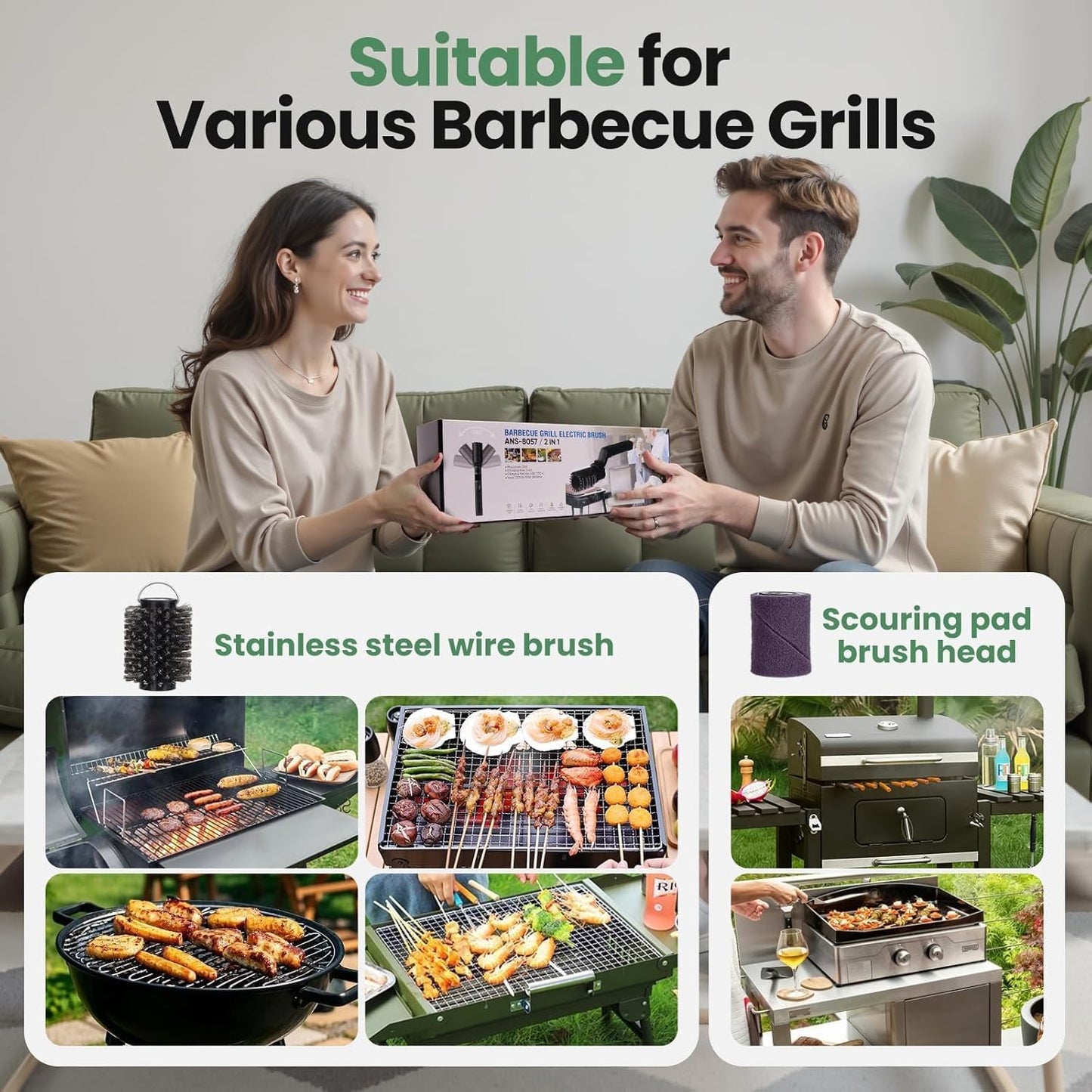 🔥HOT SALE 49% off🔥Upgraded Electric Grill Brush – Wireless Charging Grill Cleaning Brush