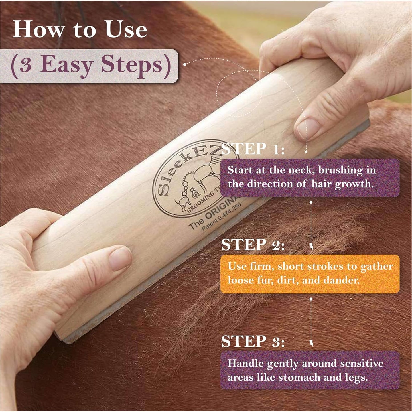 Original Deshedding Grooming Tool for Dogs, Cats & Horses  - Painlessly Remove 95% of Loose, USA Made
