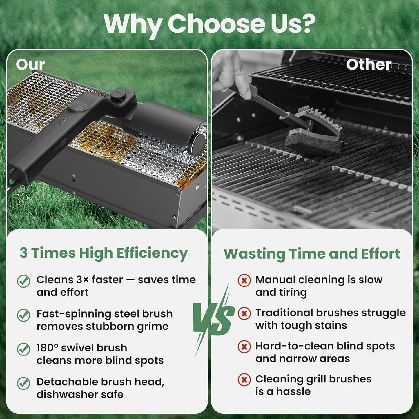 🔥HOT SALE 49% off🔥Upgraded Electric Grill Brush – Wireless Charging Grill Cleaning Brush