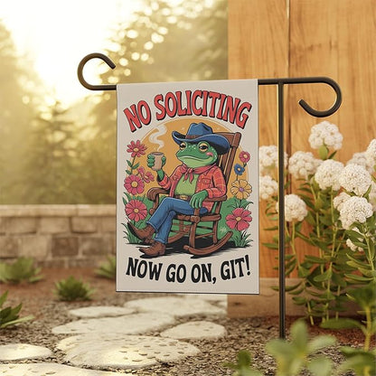 Premium No Soliciting Garden Flag Cowboy Frog Yard Sign