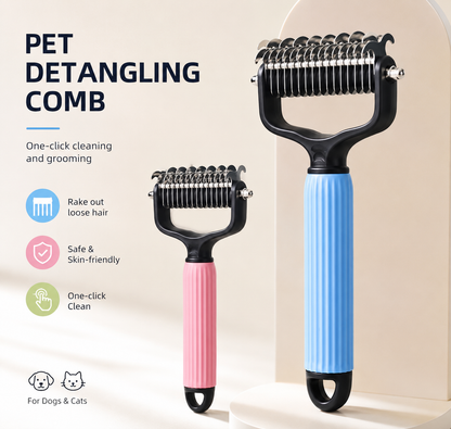 Double-sided dog detangling comb for shedding and matted hair - AltaMoroShop