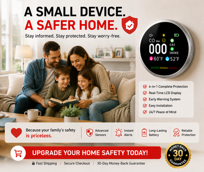 🚨 6-in-1 Smart Home Safety Detector | CO Gas Smoke Monitor