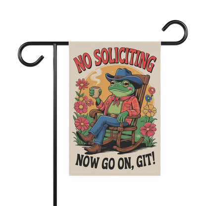 Premium No Soliciting Garden Flag Cowboy Frog Yard Sign