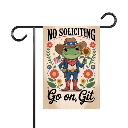 Premium No Soliciting Garden Flag Cowboy Frog Yard Sign