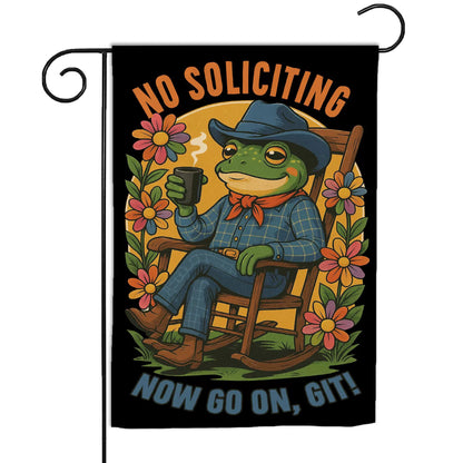 Premium No Soliciting Garden Flag Cowboy Frog Yard Sign