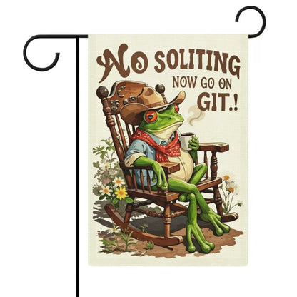 Premium No Soliciting Garden Flag Cowboy Frog Yard Sign