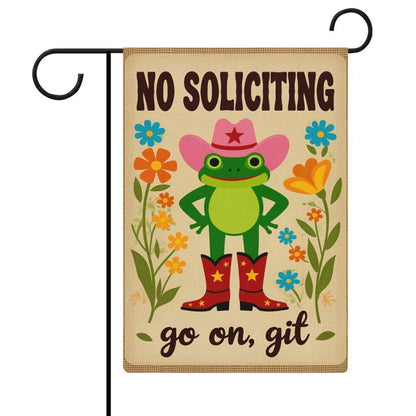 Premium No Soliciting Garden Flag Cowboy Frog Yard Sign