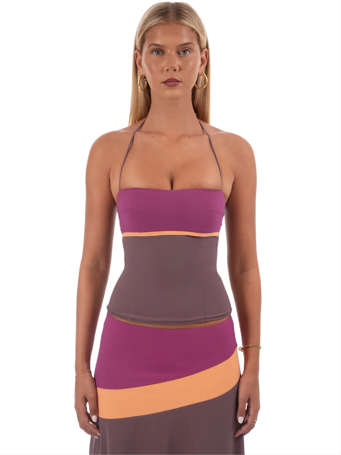 🔥HOT SALE 49% OFF 🔥 Iris Set | Mocha--Corset and midi skirt