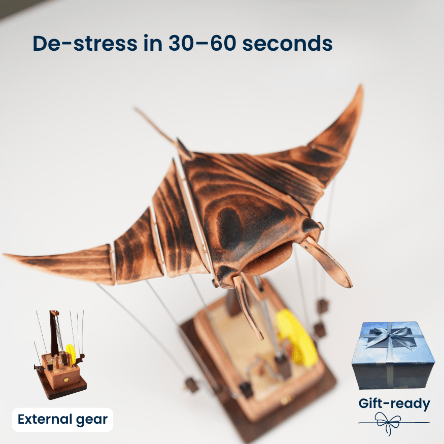 💥Black Friday Sale: Up to 49% Off 🔥Handcrafted Wooden Manta Ray Automaton