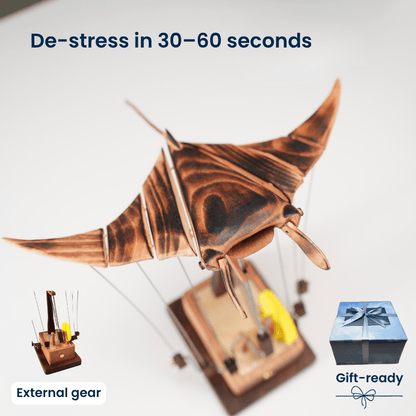💥Black Friday Sale: Up to 49% Off 🔥Handcrafted Wooden Manta Ray Automaton