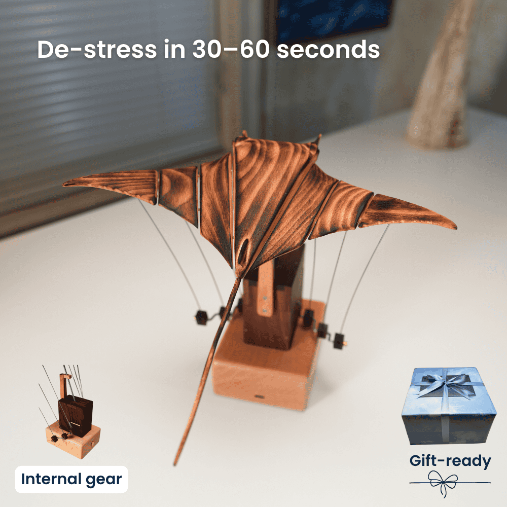 💥Black Friday Sale: Up to 49% Off 🔥Handcrafted Wooden Manta Ray Automaton