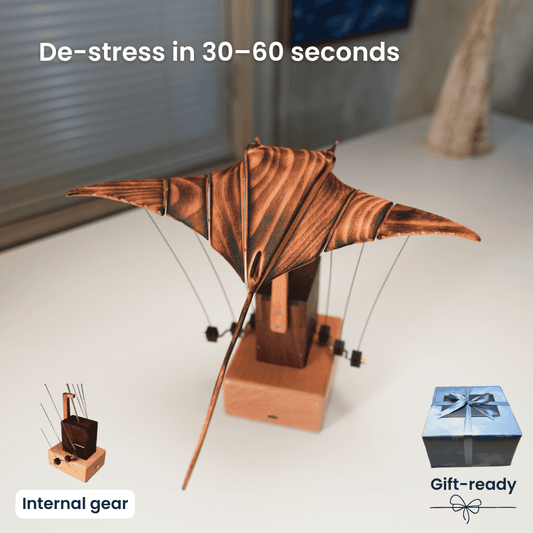 💥Black Friday Sale: Up to 49% Off 🔥Handcrafted Wooden Manta Ray Automaton