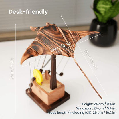 💥Black Friday Sale: Up to 49% Off 🔥Handcrafted Wooden Manta Ray Automaton