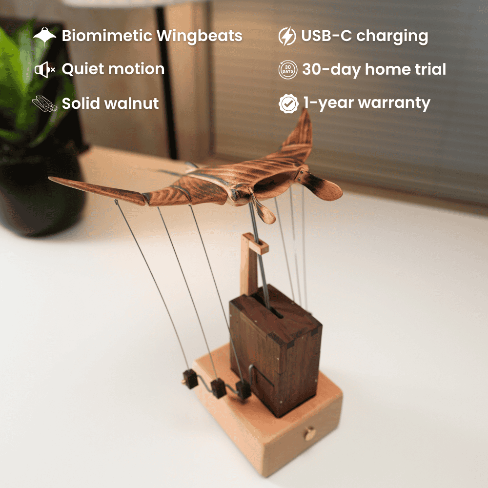 💥Black Friday Sale: Up to 49% Off 🔥Handcrafted Wooden Manta Ray Automaton