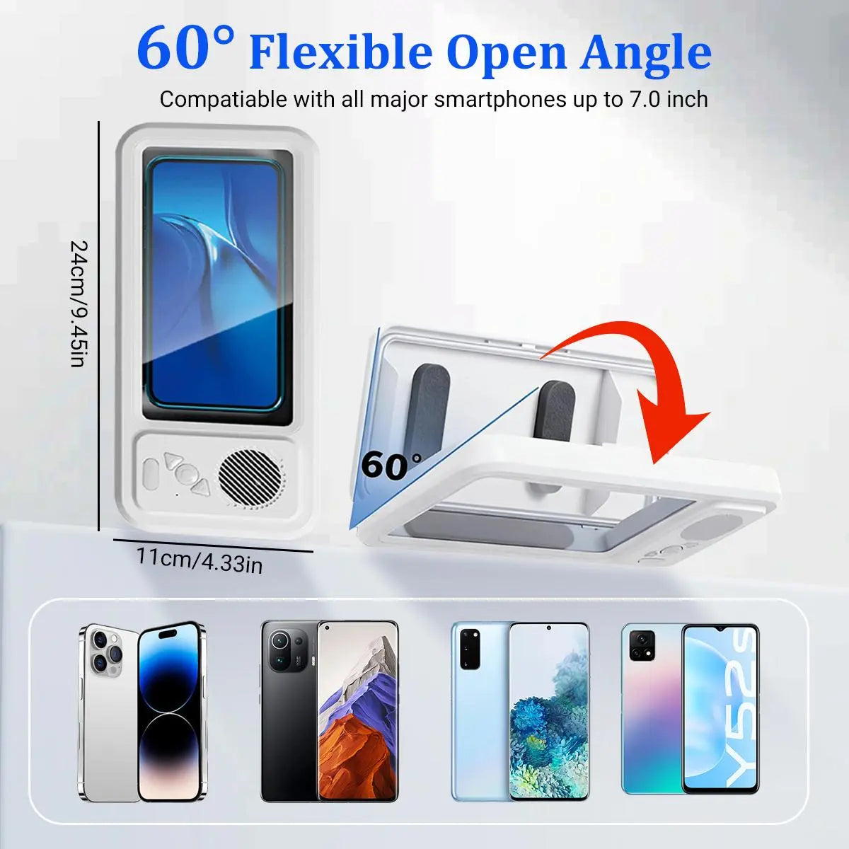 🔥HOT SALE 49% OFF 🔥Waterproof Bluetooth speaker phone case – wall-mounted phone holder, suitable for any mobile phone