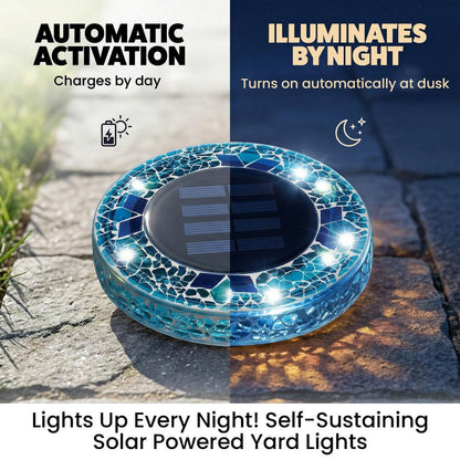 🔥HOT SALE 49% OFF 🔥 Solar Light: 6-LED Blue Mosaic Solar Disc Light – Waterproof Solar Garden Light with Automatic Switch