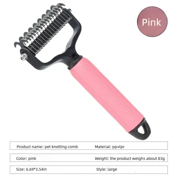 2-in-1 Double-Sided Dog Detangling Comb & Dematting Tool