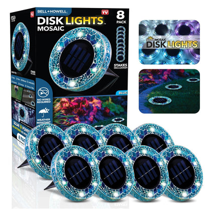 🔥HOT SALE 49% OFF 🔥 Solar Light: 6-LED Blue Mosaic Solar Disc Light – Waterproof Solar Garden Light with Automatic Switch