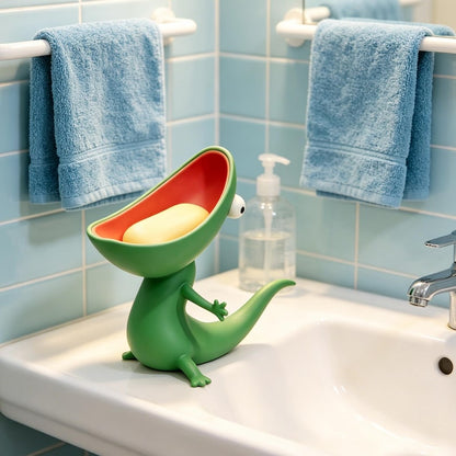 🔥HOT SALE 49% OFF 🔥 Cute big-mouthed lizard soap dish, fun resin/3D-printed lizard sink stand