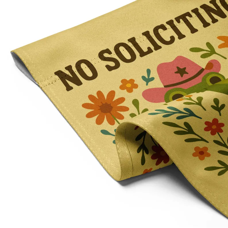Premium No Soliciting Garden Flag Cowboy Frog Yard Sign