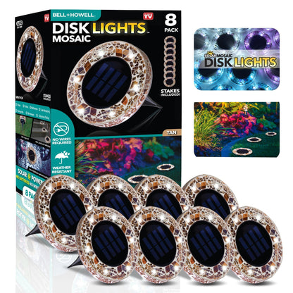 🔥HOT SALE 49% OFF 🔥 Solar Light: 6-LED Blue Mosaic Solar Disc Light – Waterproof Solar Garden Light with Automatic Switch