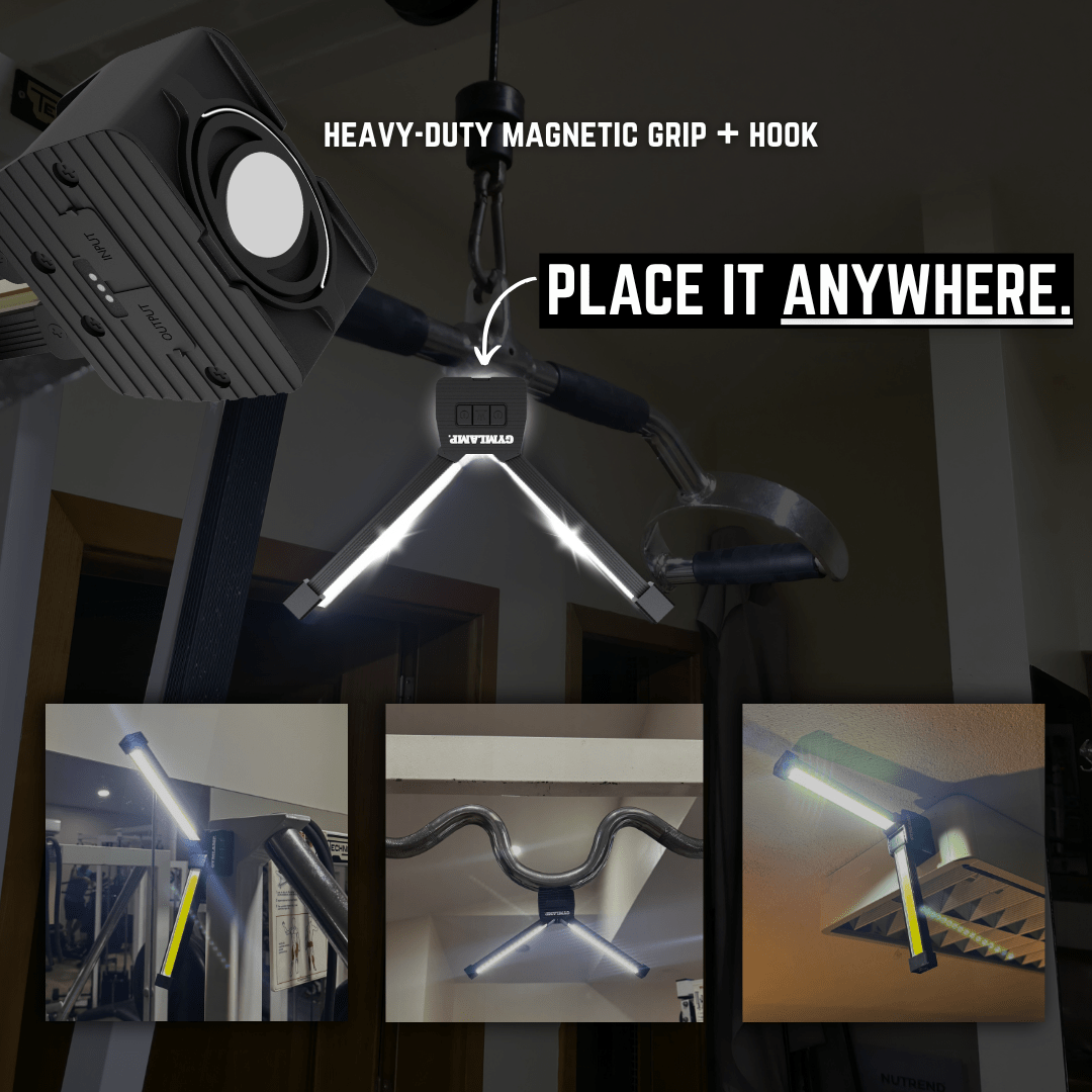 Gym Lamp for Posing, Gym Light Posing Lights for Bodybuilding, Portable Magnet LED Flashlight with 7th Gear Dimming & 180 Degree Folding USB Rechargeable Gym Lighting