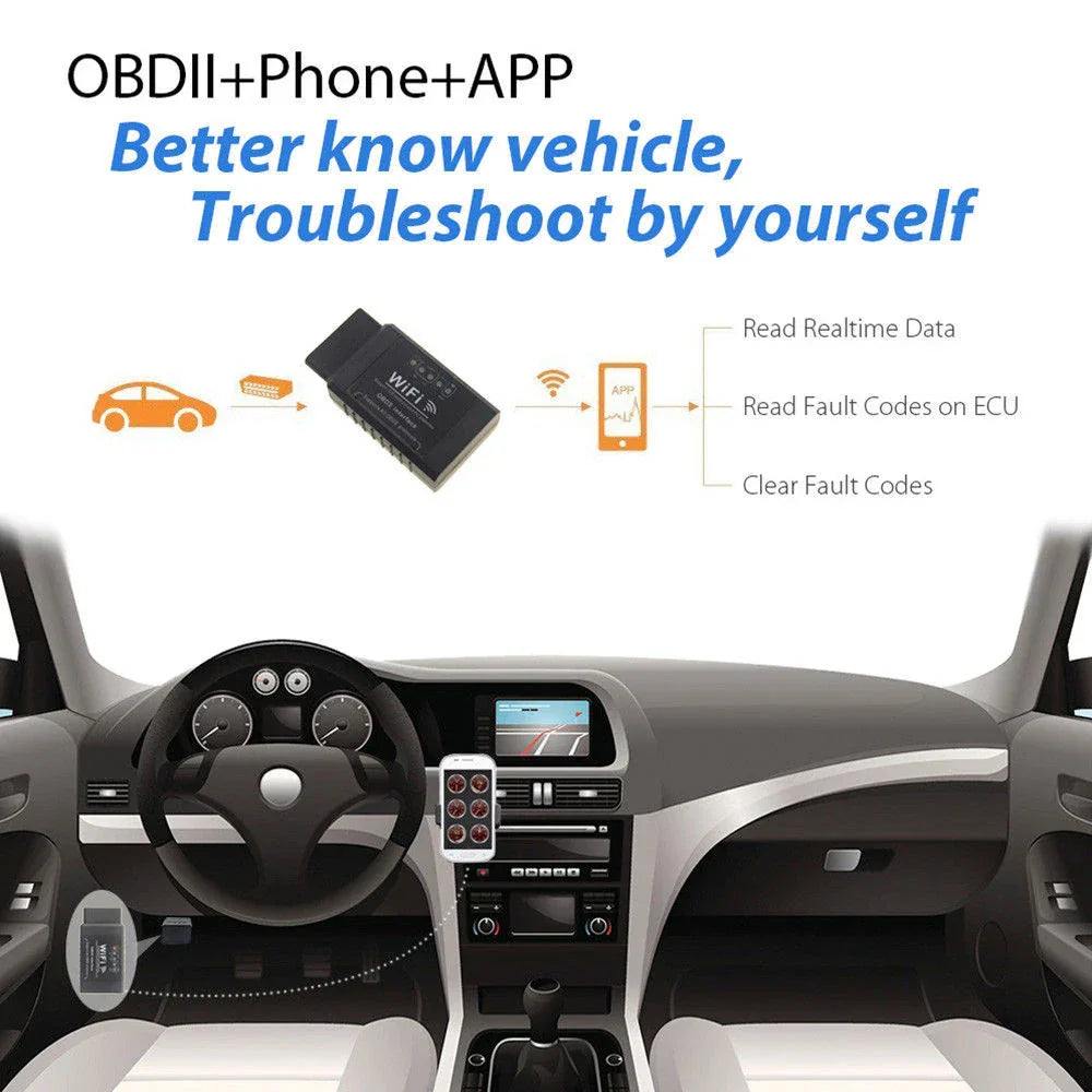 ELM327 WiFi OBD2 OBDII Diagnostic Scanner Code Reader Tool