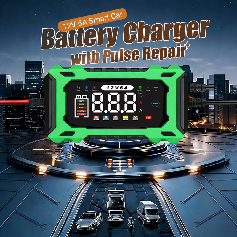 12V 6A Smart Car Battery Charger with Pulse Repair Function