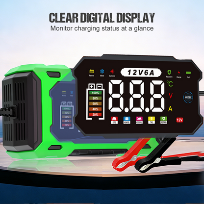 12V 6A Smart Car Battery Charger with Pulse Repair Function